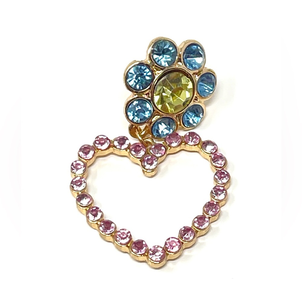 New Anthropologie Crystal Heart Drop Earrings - Picture 2 of 4